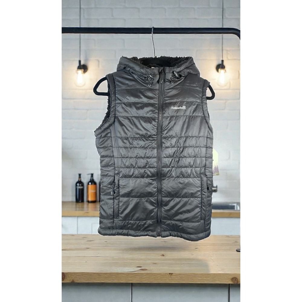 Avalanche Wear Lined Puffer Hooded Vest Zipper Front Women's Black M NEW Org $78